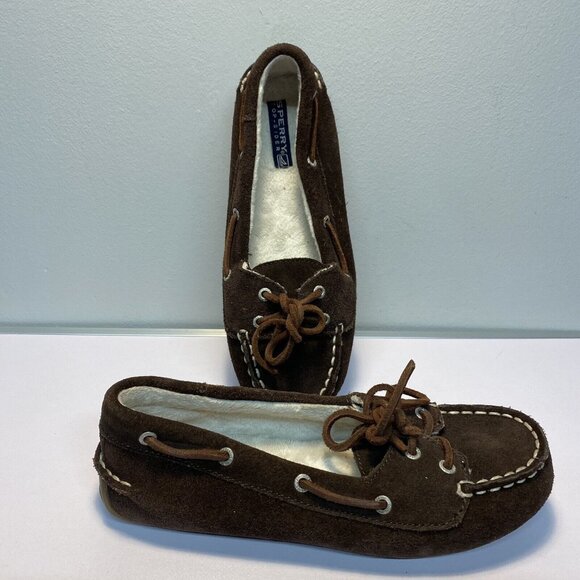 Sperry Other - Sperry Top-Sider Shoresider Girls Brown Suede 3-Eye Boat Dock Shoes Sz 3